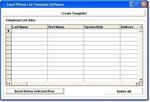 Screen shot example of an Excel list.